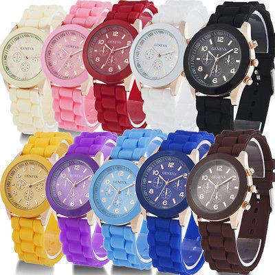 Silicone Crystal Lady Jelly Gel Quartz Analog Sports Wrist Watch