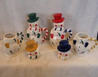 TEMP TATIONS set 4 XL 24oz SNOWMAN MUGS COFFEE cups COCOA TEA SOUP