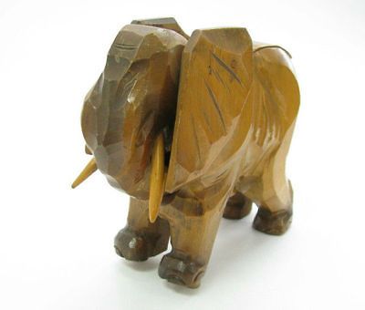 VINTAGE WOOD ELEPHANT CIGARETTE MECHANICAL DISPENSER