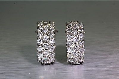 Signed LAYKIN $12,000 5ct VS F Diamond Platinum HOOP CLIP ON Earrings