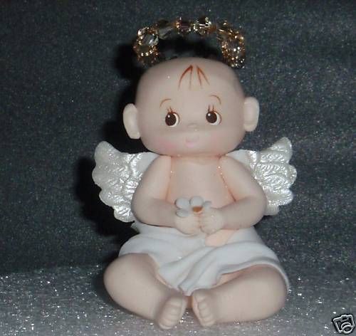 ANGEL TOPPER DIAPER CAKE COLD PORCELAIN BAPTISM FAVORS