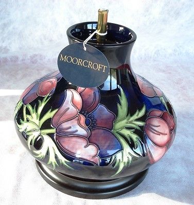 Beautiful Shape Designer WALTER MOORCROFT Lamp Bases ANEMONE COBALT