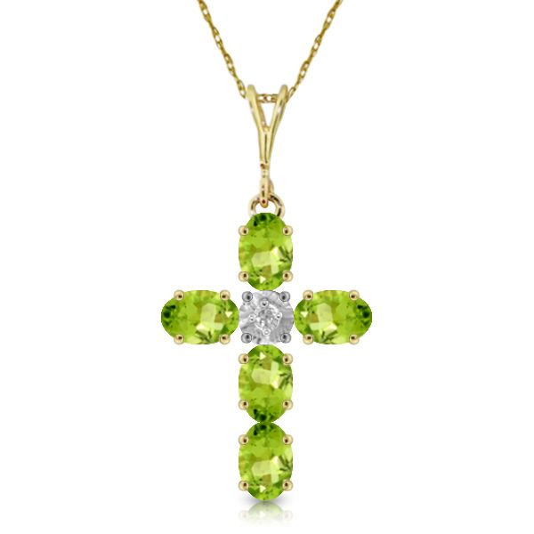 88 CTW Cross Peridot Necklace Natural Diamond Peridot 14K Soli