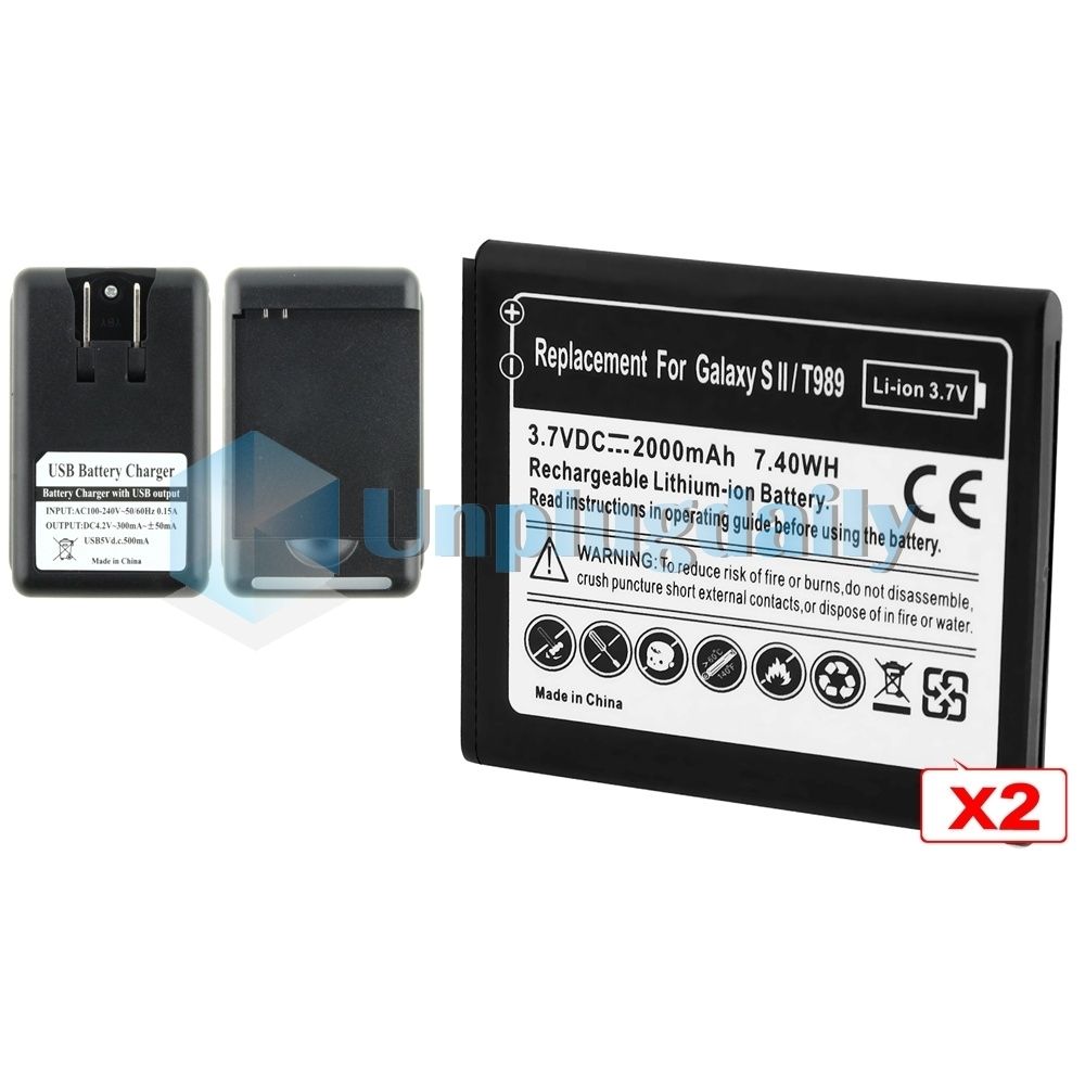 2x 2000mAh Li Ion Battery+Cradle Dock Charger For Tmobile Samsung