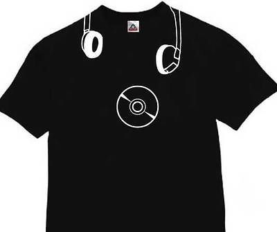 DJ HEADPHONE T SHIRT BAND MUSIC TEE PARTIES BLACK M