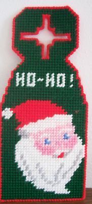 Santa Door Knob Hanger Plastic Canvas Handcrafted HO HO