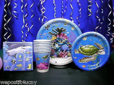 Under The Sea Party Supplies Turtle Plates Shark Napkins Table Bann