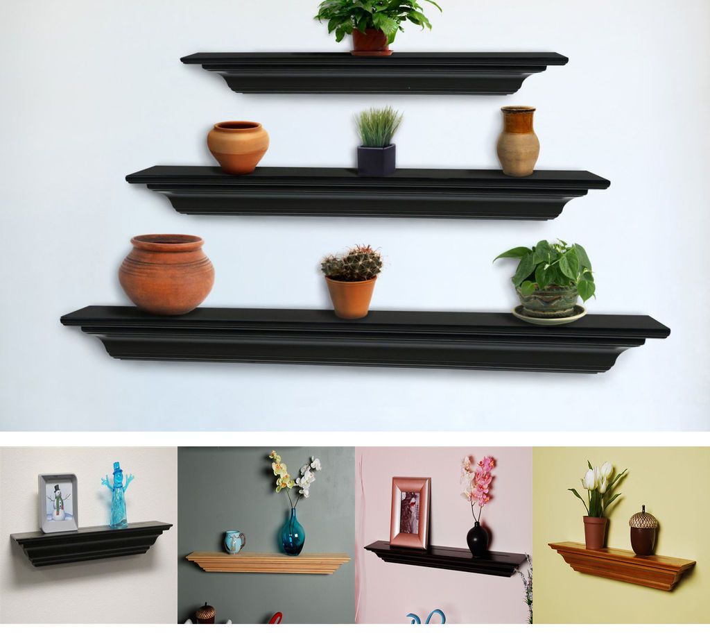 Molding Shelf Wall Floating Display Mantel Ledge Wooden Fireplace Rack