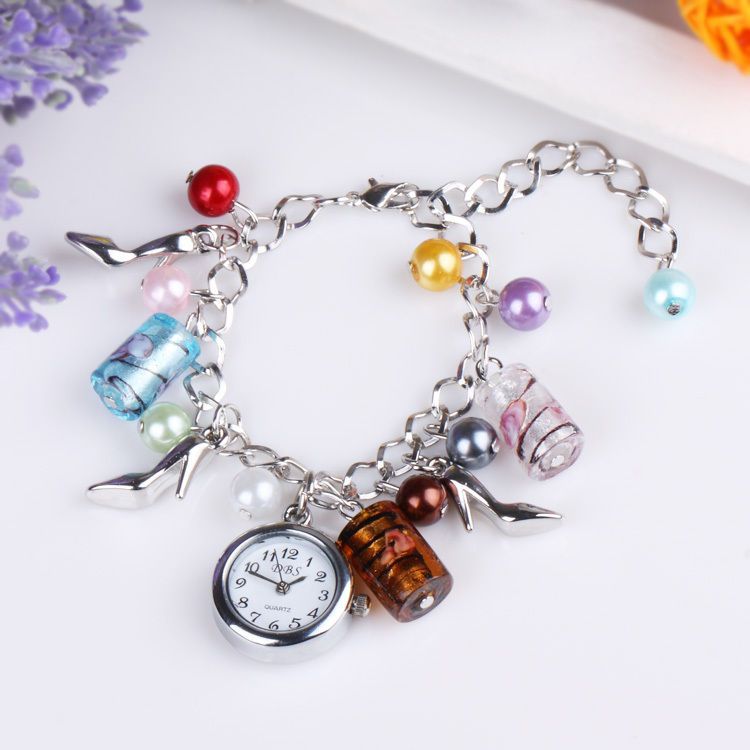 NEW CHARM COLORFUL BRACELET SHOES PENDANTS GIRL LADY DRESS QUARTZ