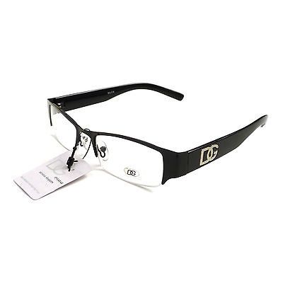 VINTAGE DG Eyewear BLACK METAL Frame Rx able Clear Lens Glasses NEW