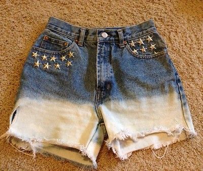 Gap High Waisted Denim Jean Shorts Studs Stars Ombre Bleached