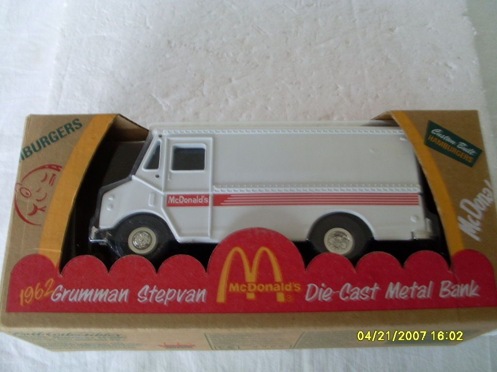 McDONALDS DIECAST BANK 1962 GRUMMAN STEPVAN MC DONALDS COIN BANK