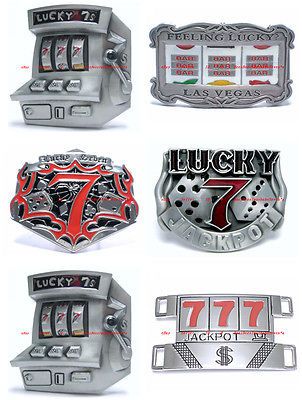 LUCKY SEVEN 7 JACKPOT LAS VEGAS TRIPLE BAR SLOT MACHINE BELT BUCKLE