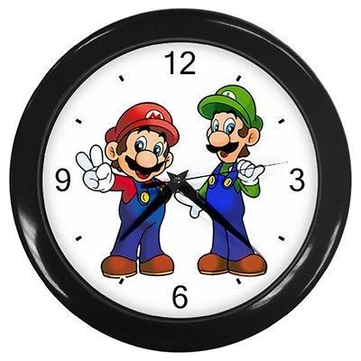 Super Mario Bros Nintendo DS Mario Luigi Wall Clock Black