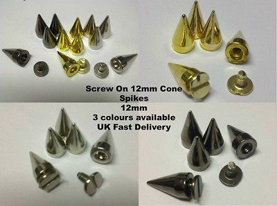 20 x 14mm Screw on Cone Spikes Punk Rock Leather Bag Shoe Studs CRAFT