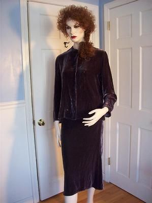 EILEEN FISHER Purple Haze Velvet Skirt Set Sz.M Petite