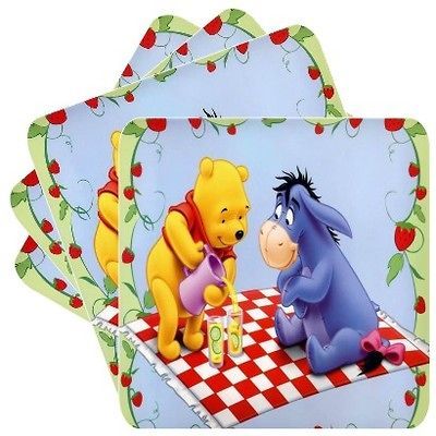 EEYORE SET OF 4 BAR BEER MAT SQUARE COASTERS NEW