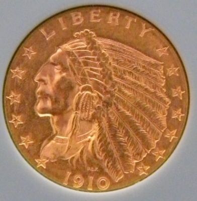 Quarter Eagle 1910 Indian Head US Gold Coin