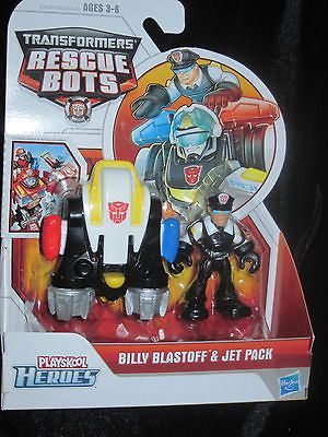 PLAYSKOOL HEROES TRANSFORMERS RESCUE BOTS BILLY BLASTOFF & JET PACK