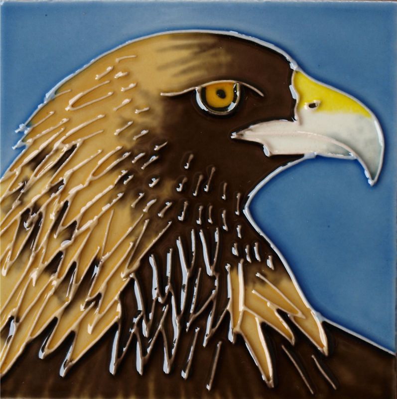 x4 Hand Painted Ceramic Tile Plaque   Golden Eagle SPC48