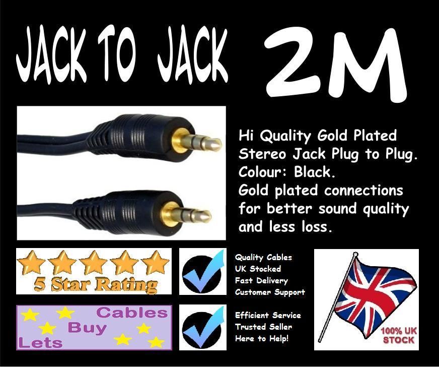 Stereo Jack Audio Lead Connect PC to Monitor for Sound GOLD Cable NEW