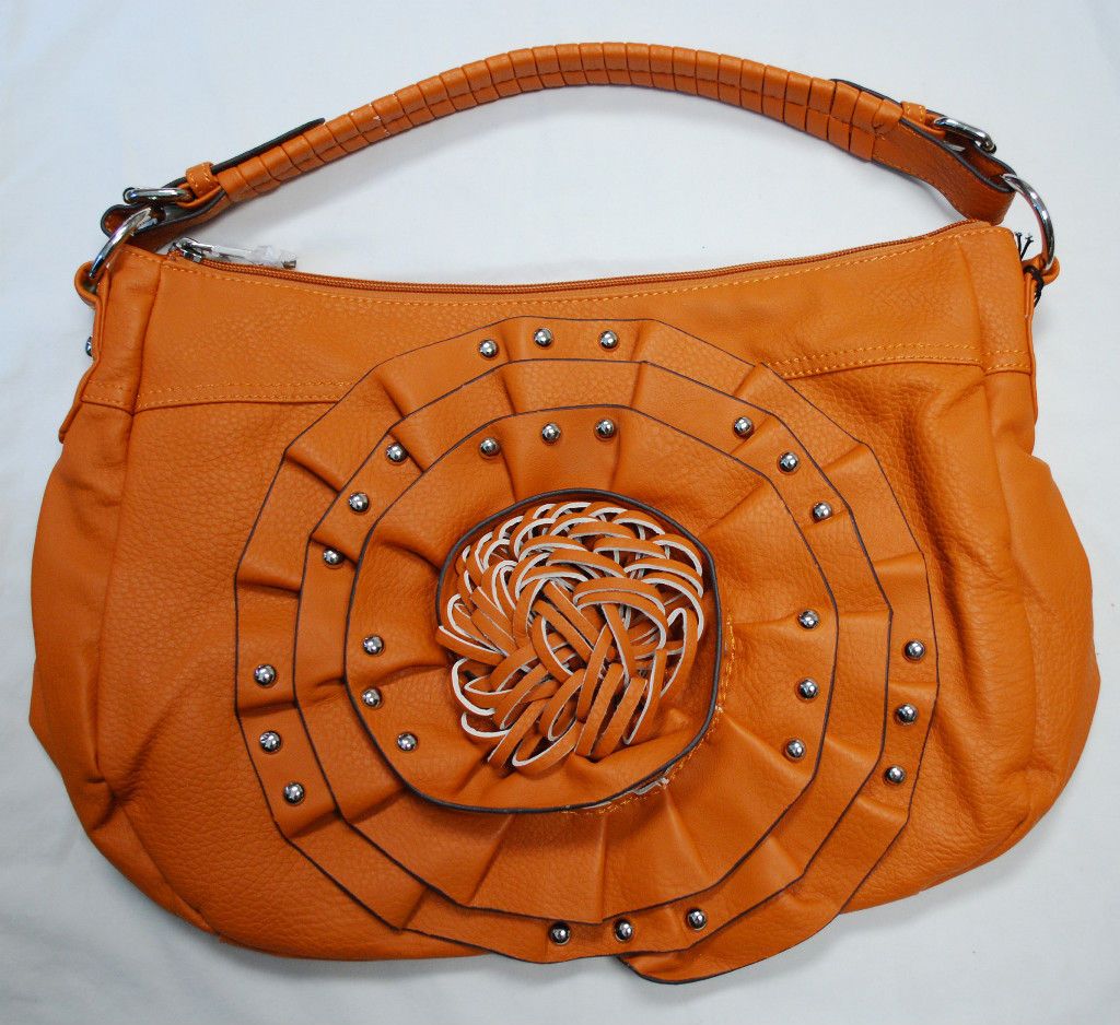 NEW Orange Ladies Elle Lafidale Leatherette Purse or Bag with Silver