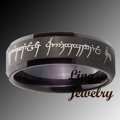 5MM Tungsten Satin Black Pipe Cut Lord of the Ring SZ 4 9