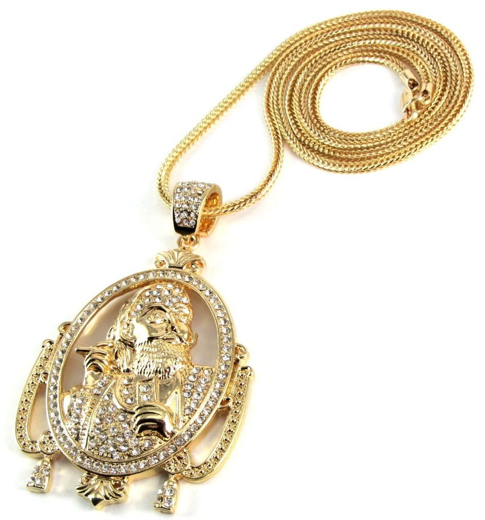 LARGE ICED OUT ZIG ZAG PENDANT w/ 30 & 36 CHAIN NECKLACE HIP HOP CZ