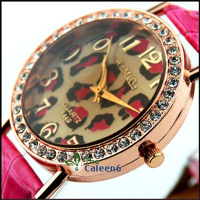 Leopard grain Crystal Leopardo Lady Fashion Woman Wrist Watch relojes