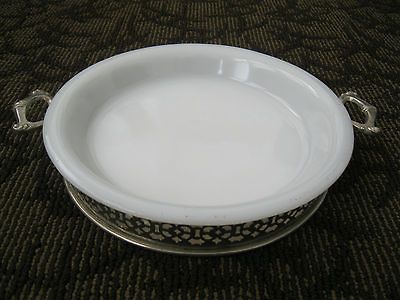 Manning Bowman Co. Tray & Federal Dura White Opaque Pie Glass Plate