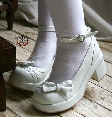 STOCK) Sweet Granny Vintage Lolita Mary Jane Ankle Strap White 23(6.5