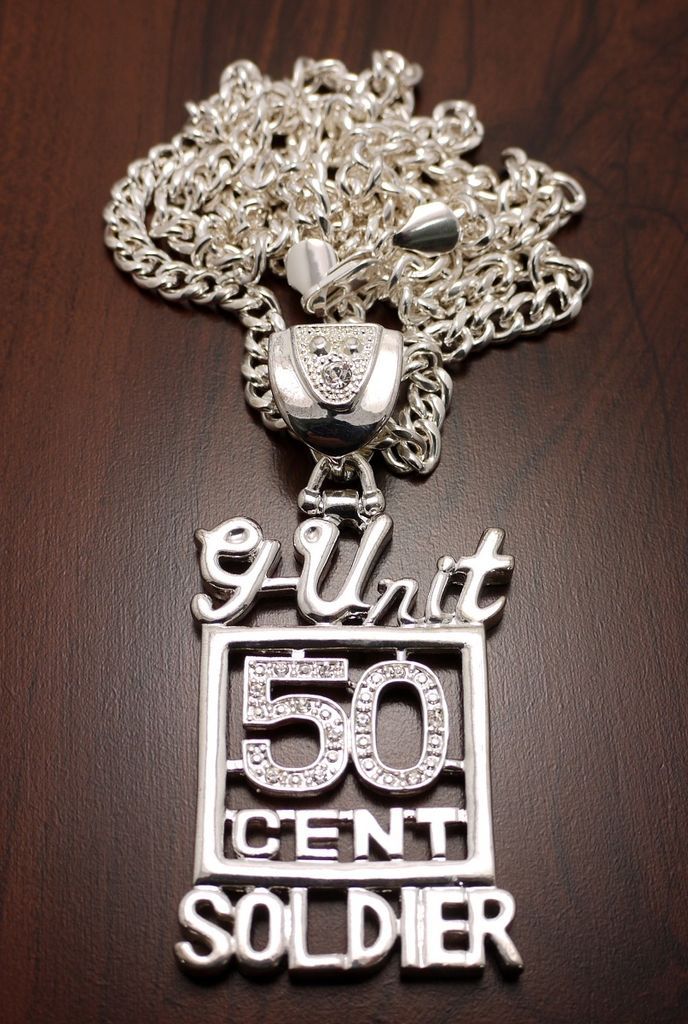 UNIT 50CENT SOLDIER PENDANT & 6mm/36 CUBAN LINK CHAIN HIP HOP