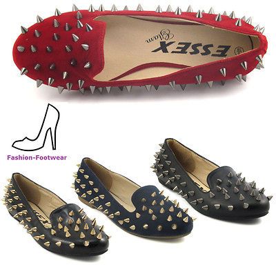 LADIES SUEDE FLAT STUDDED SLIPPERS WOMENS LOAFERS SLIP ON PUMPS SHOES