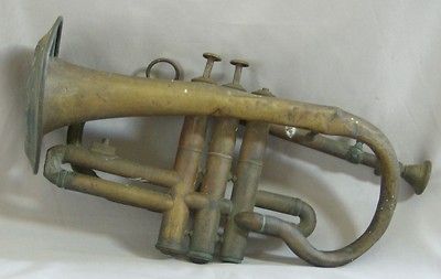 ANTIQUE LECOMTE BRASS CORNET MADE IN PARIS AROUND 1876