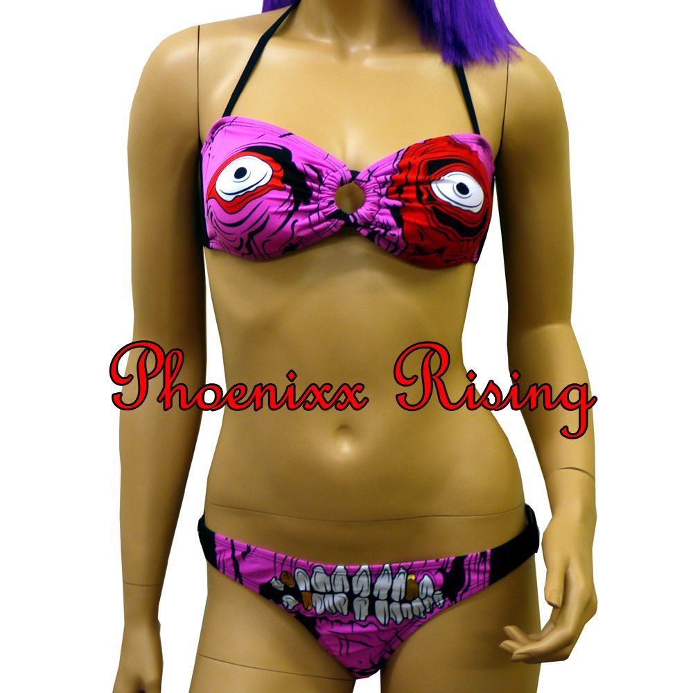 Iron Fist Gold Digger Zombie Horror Pink Gold Halterneck Bikini