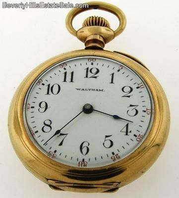 Antique Gold Filled Ladys Waltham Open Face Pendant Watch