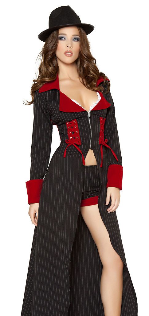 Sexy Womens Gangster Mafia Mob Halloween Fancy Dress Costume