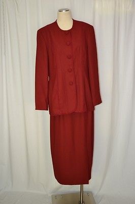 DONNA VINCI COUTURE BERRY CHURCH EMBROIDERED SKIRT SUIT WOMEN SZ 14