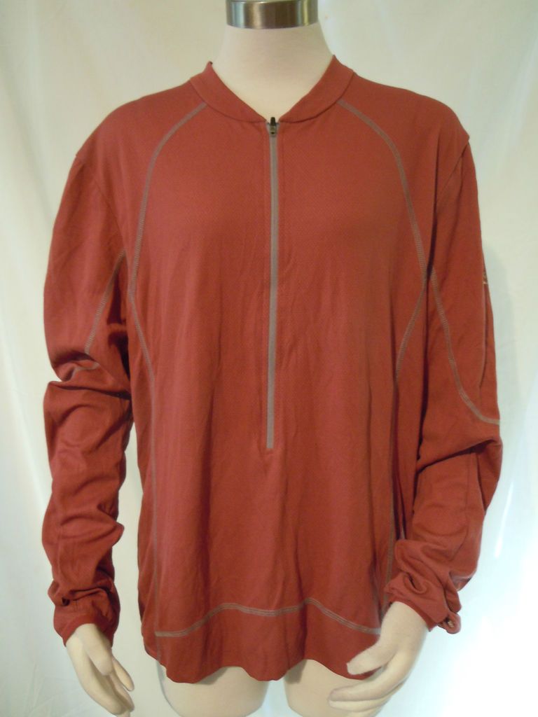 KATHMANDU SIZE LARGE LIGHT RUST ZIP FRONT POLYPROPELENE BLEND TUNIC