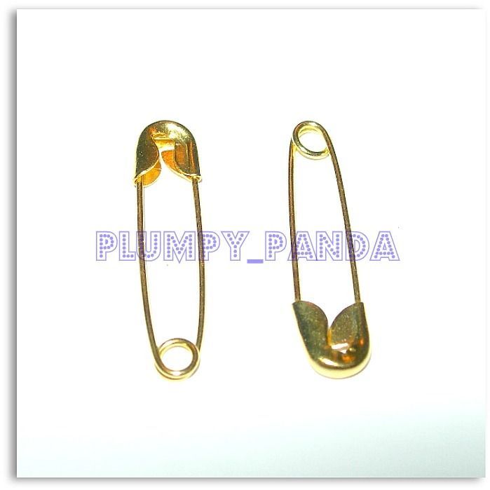 LARGE medium SMALL coiled safety pins gold GOLDEN yellow fashion