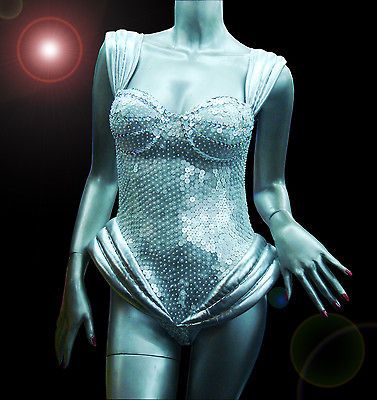 DRAG QUEEN CABARET SHOWGIRL SILVER SEQUIN LATIN SAMBA DIVA DANCE Dress