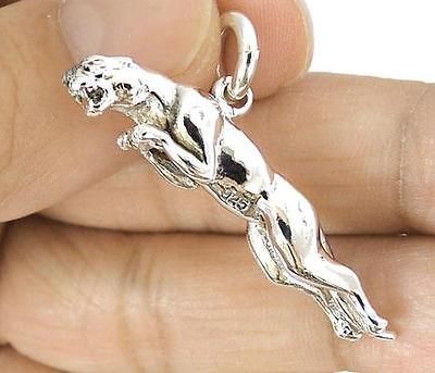 JUMPING PUMA JAGUAR TIGER STERLING 925 SILVER PENDANT