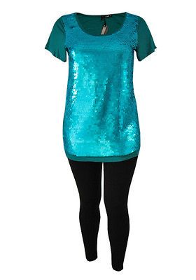 LADIES WOMENS TK BOUTIQUE 2 PIECE PLUS SIZE SEQUIN TOP & LEGGINGS SET