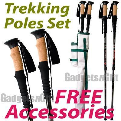 Pair Trekking Hiking Sticks Poles Nordic Walking Two 2 Anti Shock