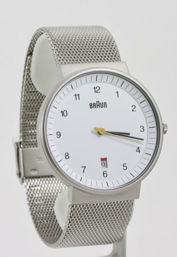 Braun Mens White Round Date Watch BN0032 NEW