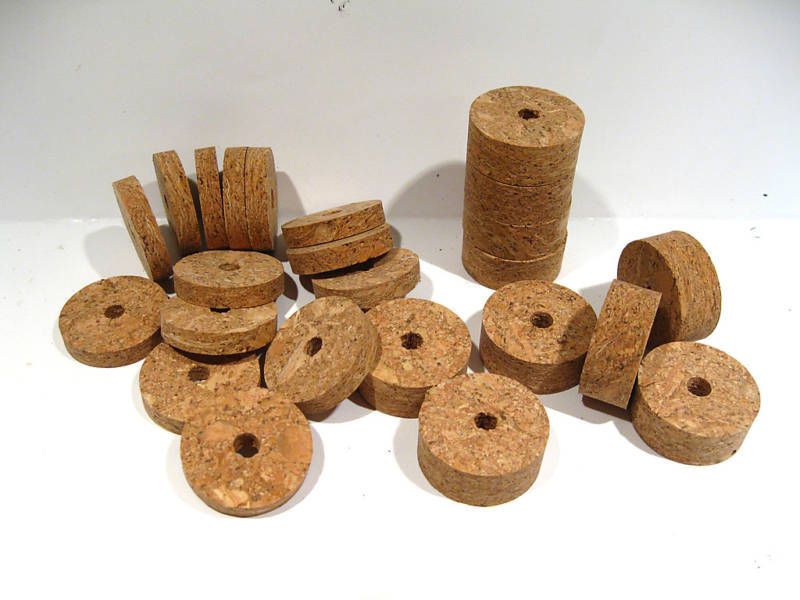 CORK RINGS 12 NATURAL BLONDE BURL 1 1/4  X 1/4 X 1/4 BORE