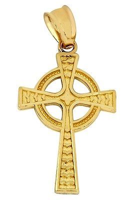 14K yellow gold celtic cross pendant