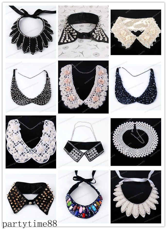 Various Peter Faux Pearl Choker Lace Collar Removable Detachable Wrap