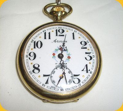 Arnex Incabloc 17J Open Face Swiss Pocket Watch   10K GF