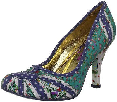 Irregular Choice Patty Green Floral Gold New Womens Hi Heels Court